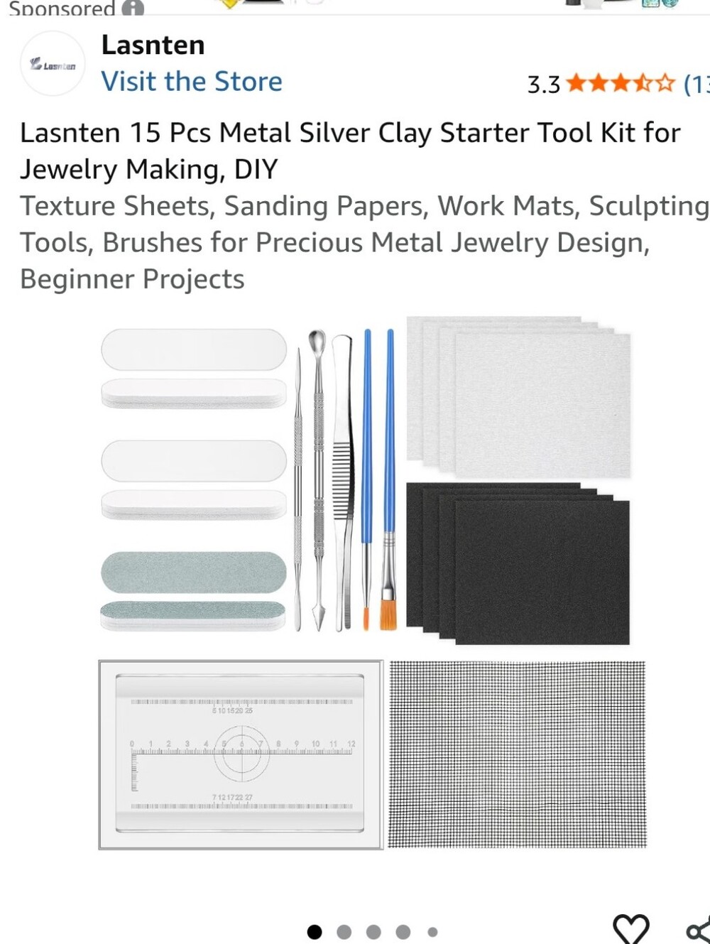 Silver Clay Jewelry Making Starter Tool Kit - 15 Pc (Silver, Black, Blue)